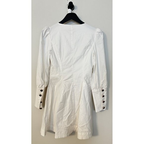 REFORMATION Lovisa Long Sleeve Stretch Organic Cotton Minidress White Size US 2 - Picture 8 of 8